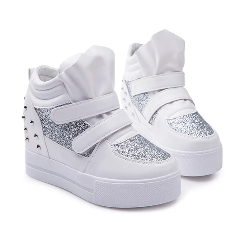 White Women Sneakers High Heels Wedges Casual Shoes Female Rivet Ankle Boots For Hook &amp Loop Ladies Flats Grapara | Обувь
