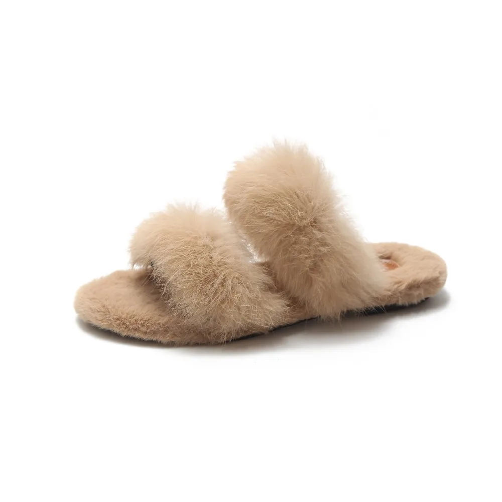 LazySeal Women's Rabbit Fur Slippers - Real Hair Furry Indoor Fluffy Plush Slides House Shoes image 2