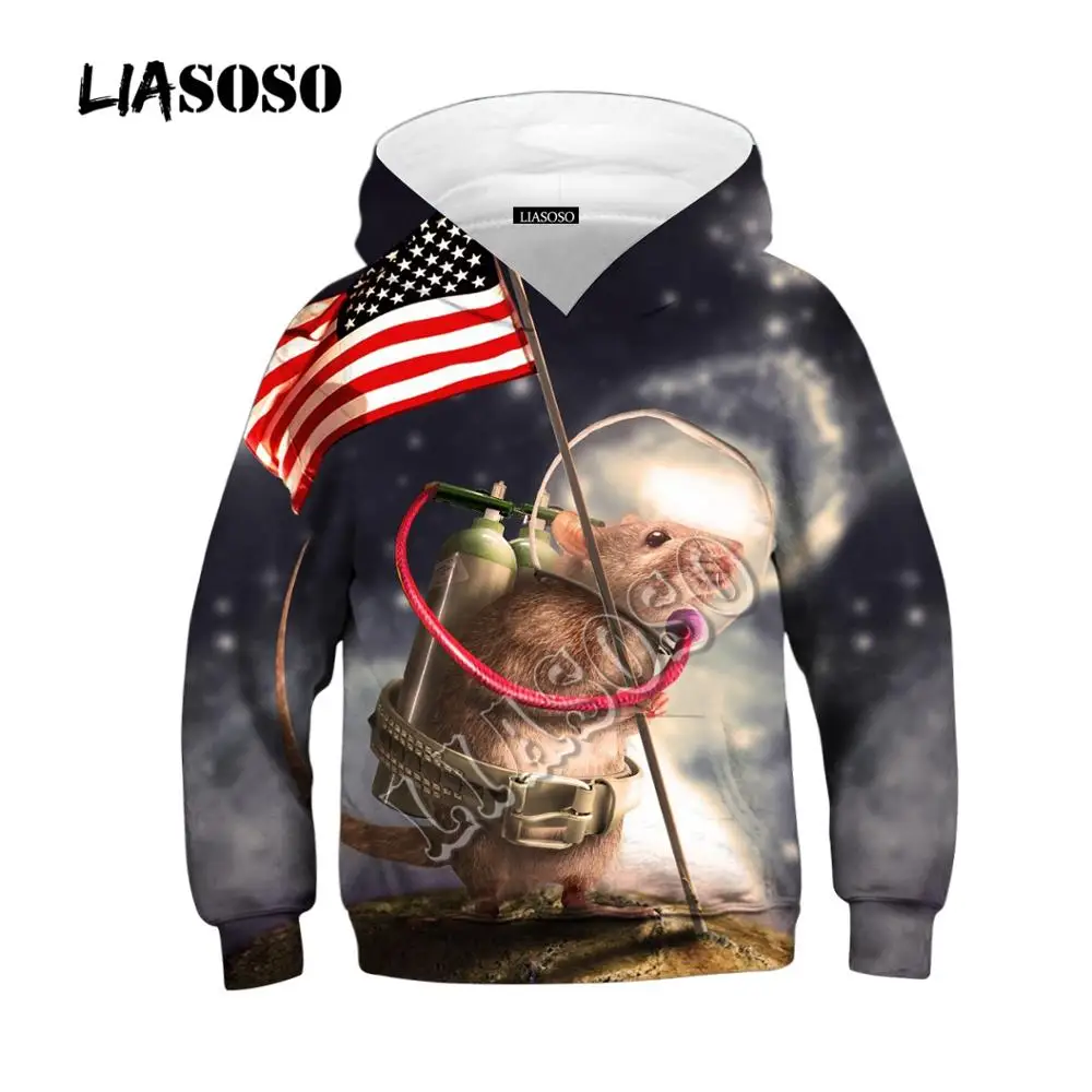 LIASOSO/детские пуловеры с 3D принтом изображением Галактики американского флага