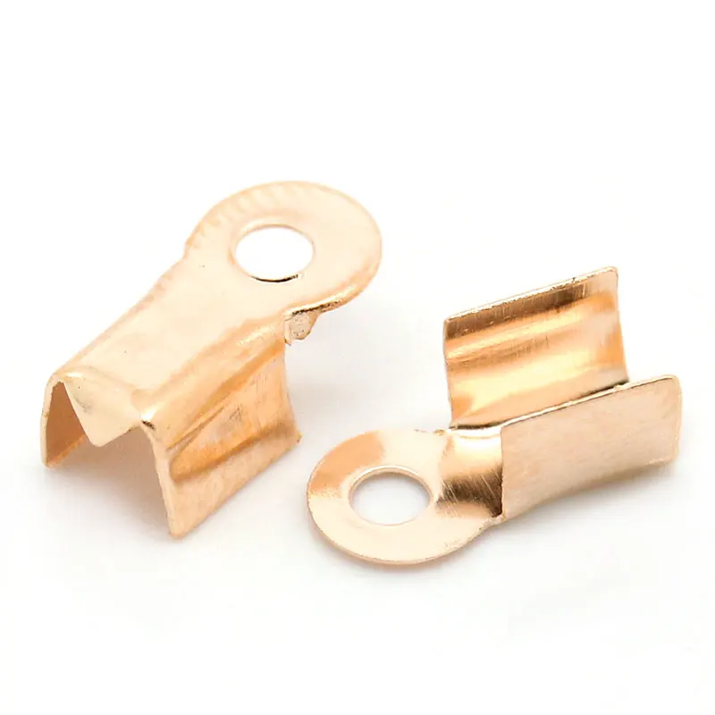 Наконечники шнура для ожерелья из сплава прямоугольные розовое золото 9 мм (3/8