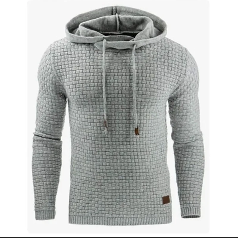 Мужской однотонный свитер с капюшоном и длинным рукавом | Мужская одежда