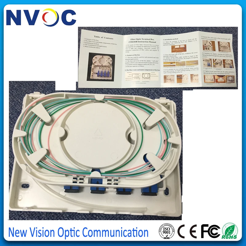 2 шт./лот 4-портовый оптоволоконный Терминал FTTH с адаптером SC/UPC или SC/APC
