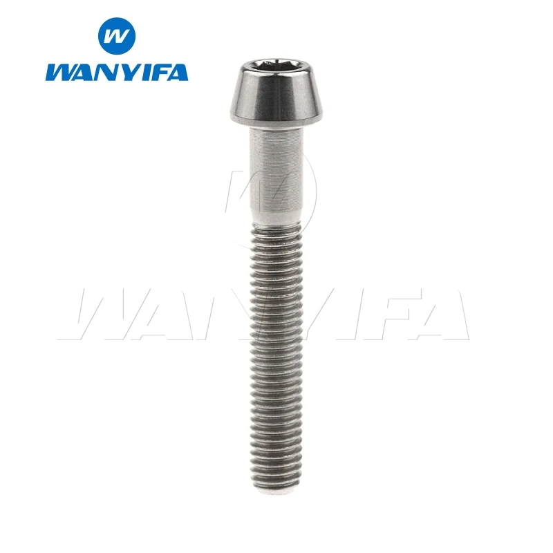 M6x35 Titanium Wanyifa M6x10 15, 16, 18, 20, 25 30 35, 40 45 50 55 60 65 мм конической головкой Винт с титановым болтом для велосипедного тормоза велосипеда части - Цвет: M6x35 Titanium