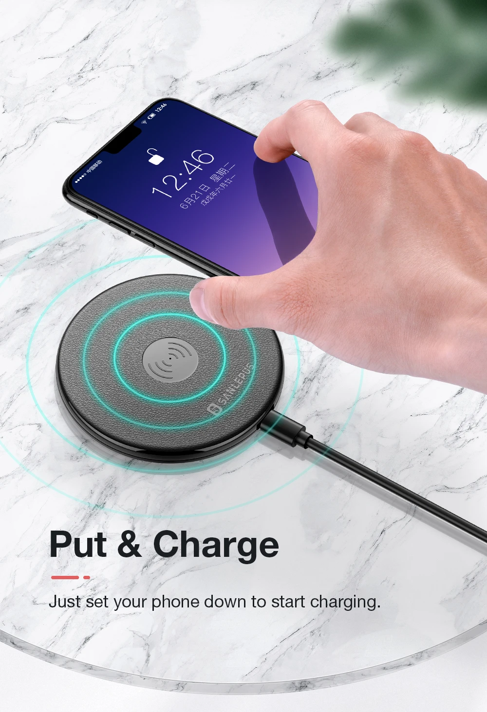 Беспроводное зарядное устройство SANLEPUS Qi для iPhone X XR XS Max 8 Plus, портативная зарядная подставка для телефона samsung S8 S9 Note S10+ Xiaomi Mi 9