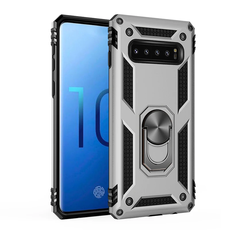 Чехол для samsung Galaxy Note 8 9 S8 S9 S10 плюс S10E бронированный чехол для J8 J3 J7 J4 J6 A8 A7 A9 A6 плюс кольцо держатель чехол для телефона - Цвет: Silver
