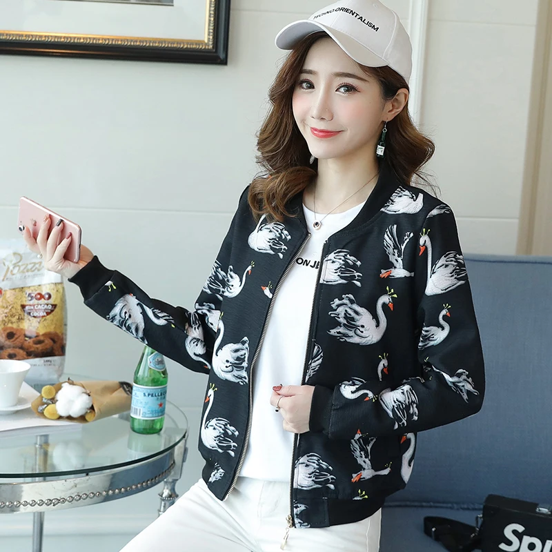 2018 Новые поступления синий розовый цветочный принт бейсбольная куртка на молнии