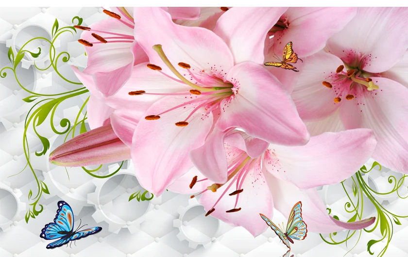 Шторы в современном стиле с розовыми цветами и лилиями занавески для гостиной