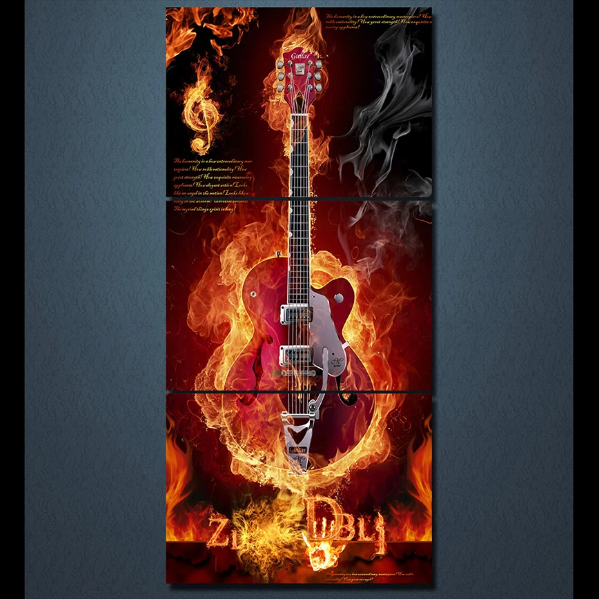3 pcs/sets Abstract fire guitar Diy 5D diamond painting wall sticks mosaic living room home decoration handcraft AS862 | Дом и сад