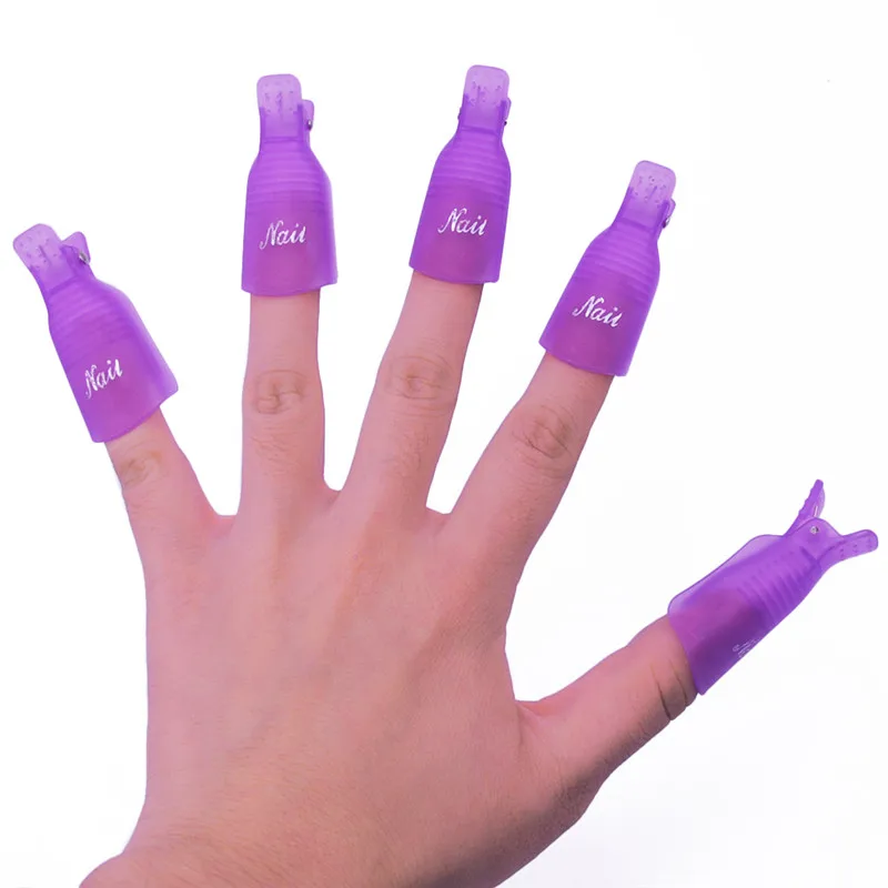 Purple 10 шт./компл. Новая мода жидкость для снятия Гель-лак для ногтей для полировки ногтей УФ-обезжиривающее средство лак Обёрточная бумага инструмент для ногтей для удаления био-Гели Soak Off Кепки зажим - Цвет: Purple