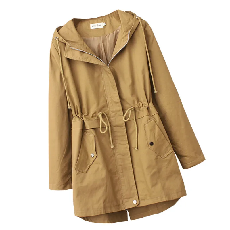Женский Тренч с капюшоном ветровка большого размера 4XL в Корейском стиле на