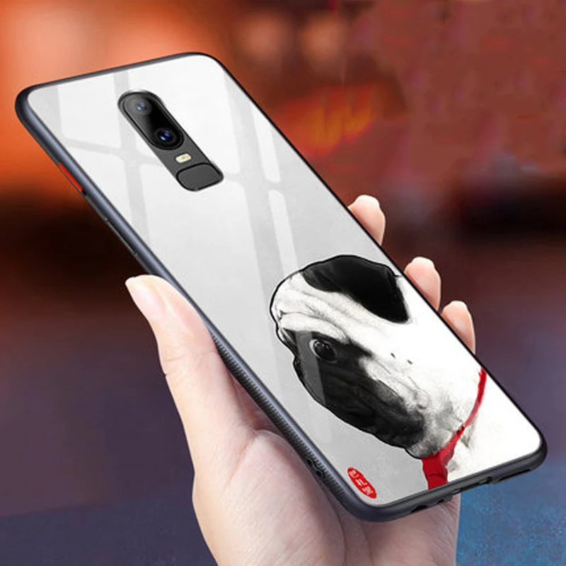 Жесткий чехол из закаленного стекла для Oneplus 6, чехлы с мультяшным влюбленным, чехол One plus 6, чехол Oneplus6 1+ 6, Защитные Чехлы A6000 Fundas