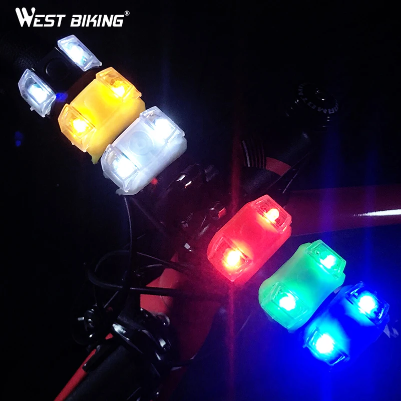 WEST BIKING Водонепроницаемый силиконовый велосипедов света мини Cyling передний свет Предупреждение безопасности сзади хвост свет лампы велосипед фонарь лампа