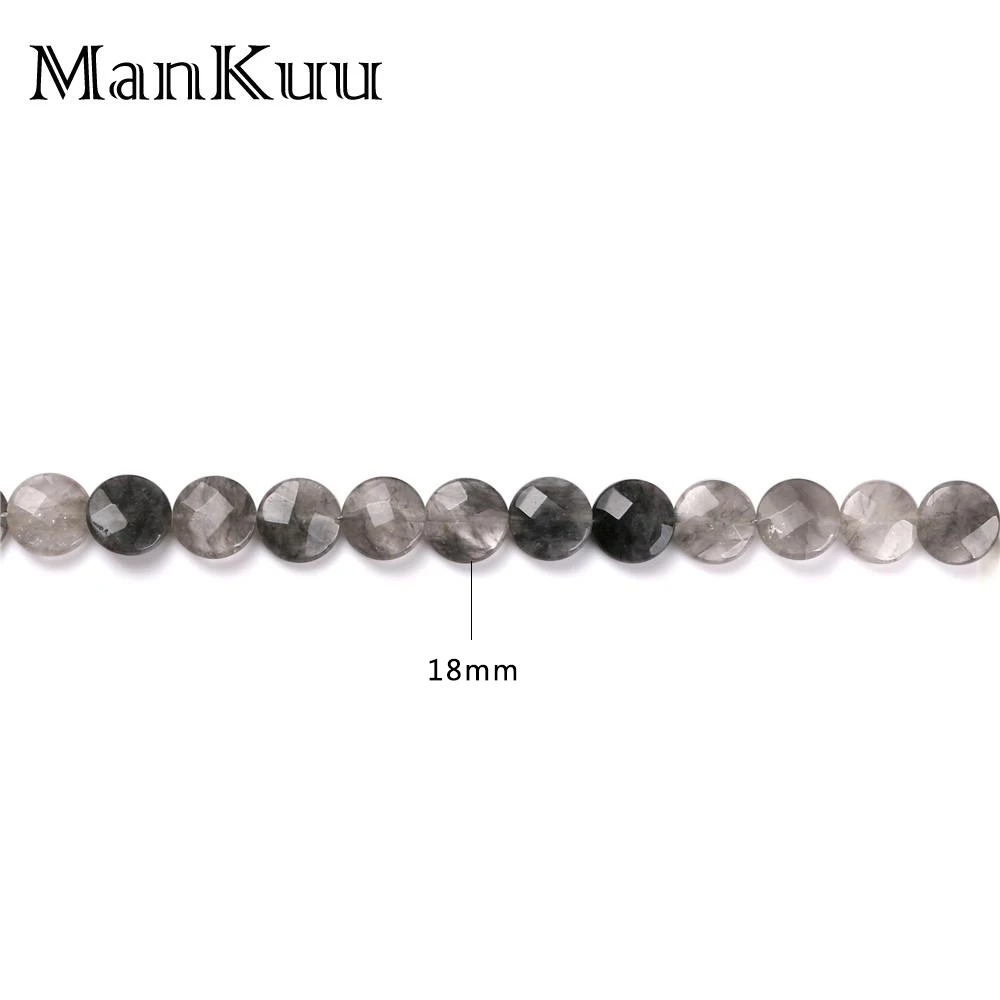 ManKuu 18 мм граненые плоские круглые облако Кристалл кварц монета серый кристалл