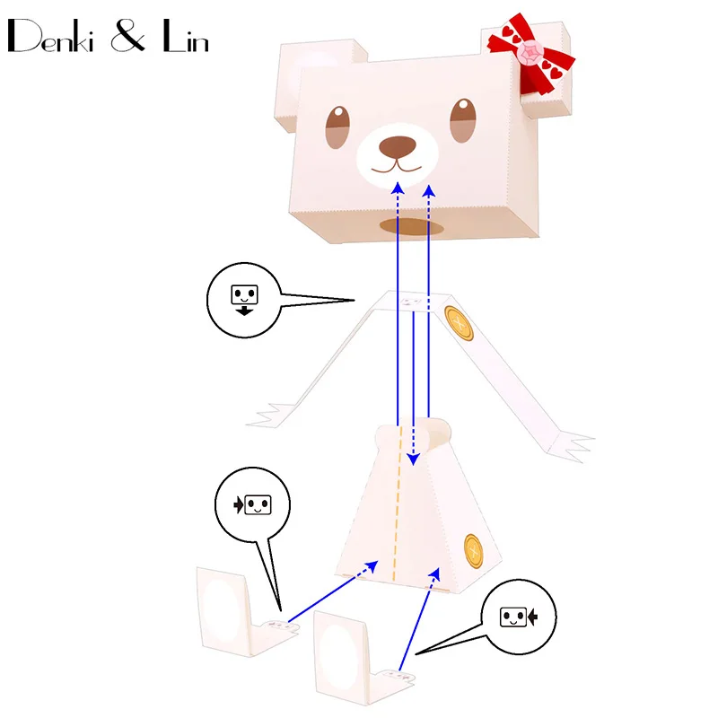 Самодельная Бумажная модель в виде маленькой милой мишки сборная кукла 3D собрать