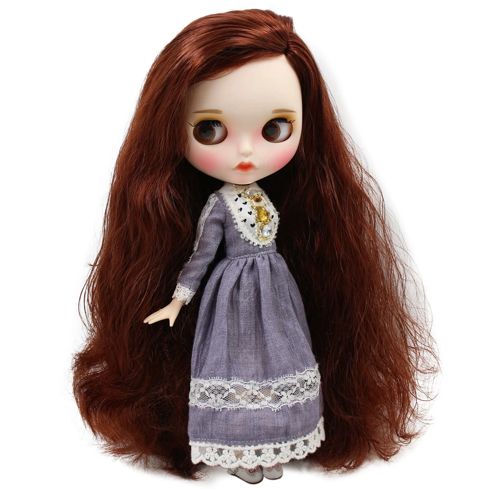 

ICY DBS Blyth Doll For No.BL9388 Wine Red hair Carved lips Matte face with eyebrows Joint body 1/6 bjd ob24 anime girl