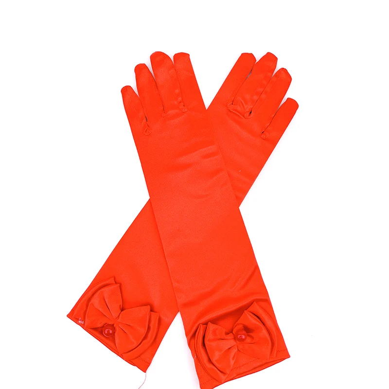 J12 Red Gloves Аксессуары принцессы для девочек, детские атласные перчатки для стрельбы из лука, костюм для детей, день рождения, Хэллоуин, вечерние, косплей, подарок - Цвет: J12 Red Gloves
