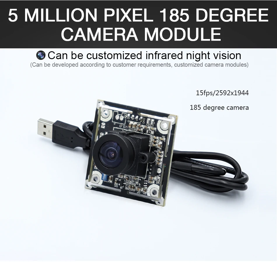 Wide angle 5MP 2592X1944 HD USB CCTV Camera board Module Aptina MI5100 Color CMOS Sensor video camera module