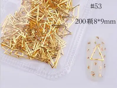 JS08-53 Смешанные формы Новое поступление полые гвоздики для нейл-арта металл/серебро 200 шт маникюрные аксессуары DIY Shell Slider гвозди PL8 - Цвет: JS08-53