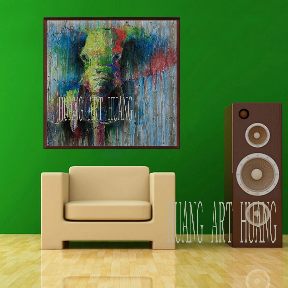 

Wall Pop Art Canvas African Hand Painted Elephant Abstract Animal Oil Painting on Canvas Poster Modern Wall Picture For Living