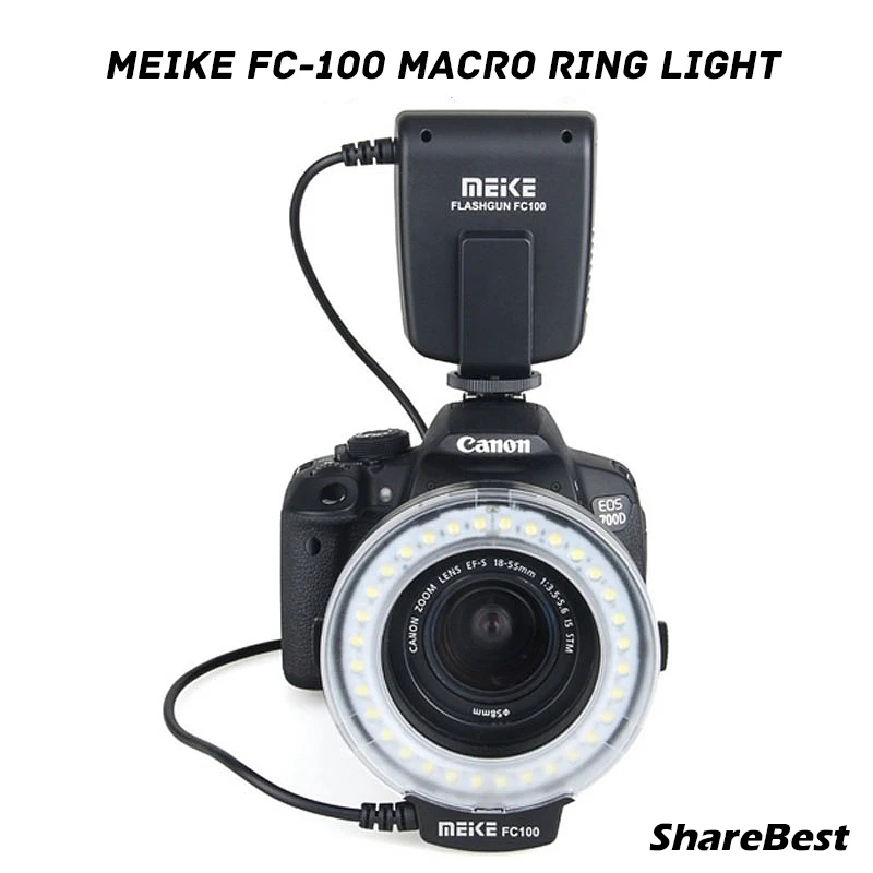 

Meike FC-100 Macro Ring Flash Light for Canon EOS 650D 70D T4i T3i T3 60D 550D 600D 1100D 1200D 7D 500D