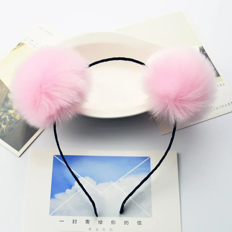 1 шт. Прекрасная детская ободок для волос с кроличьими ушками, плюшевым шариком и большим венком на голову.