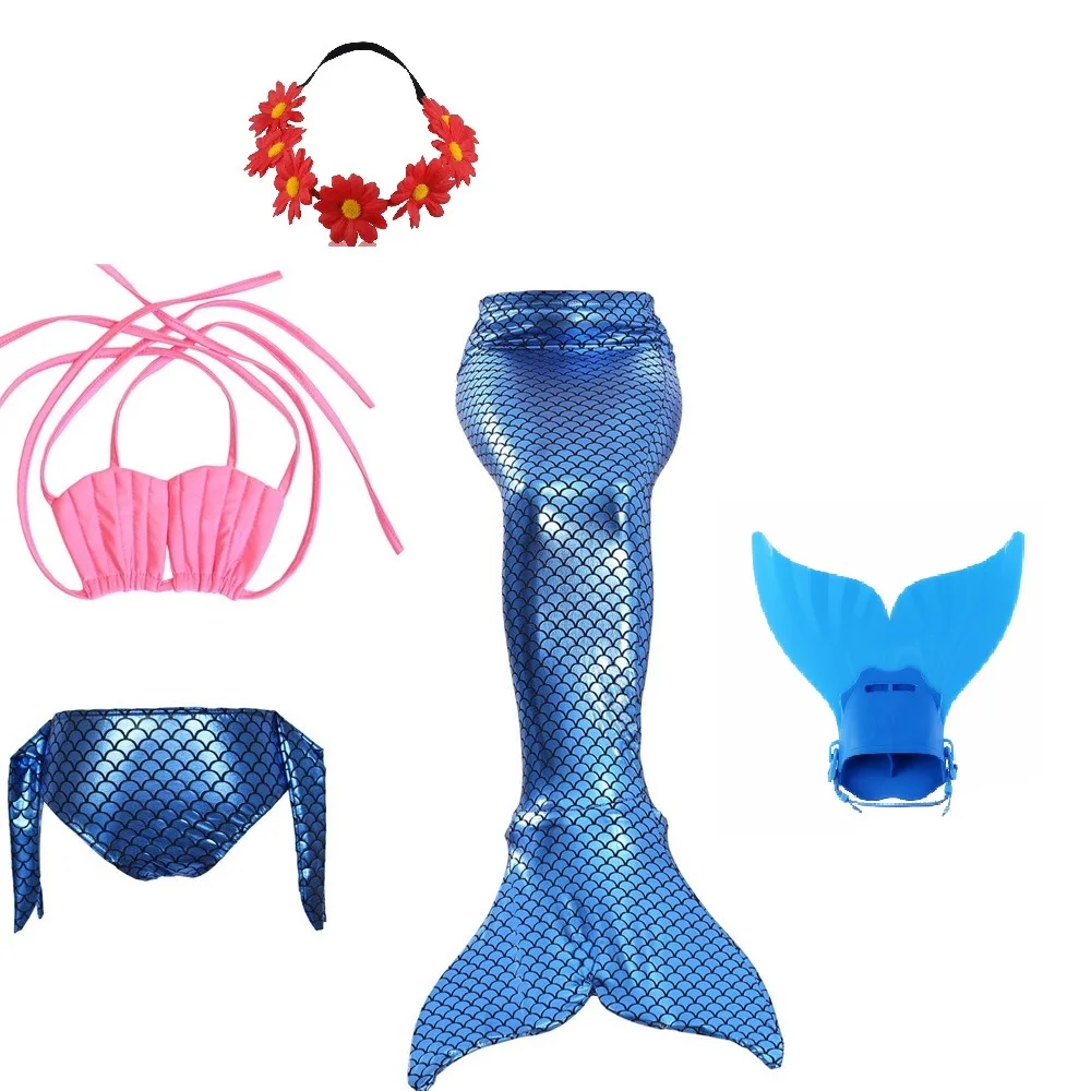 Купальный костюм русалки для девочек комплект с хвостом топ высокой талией