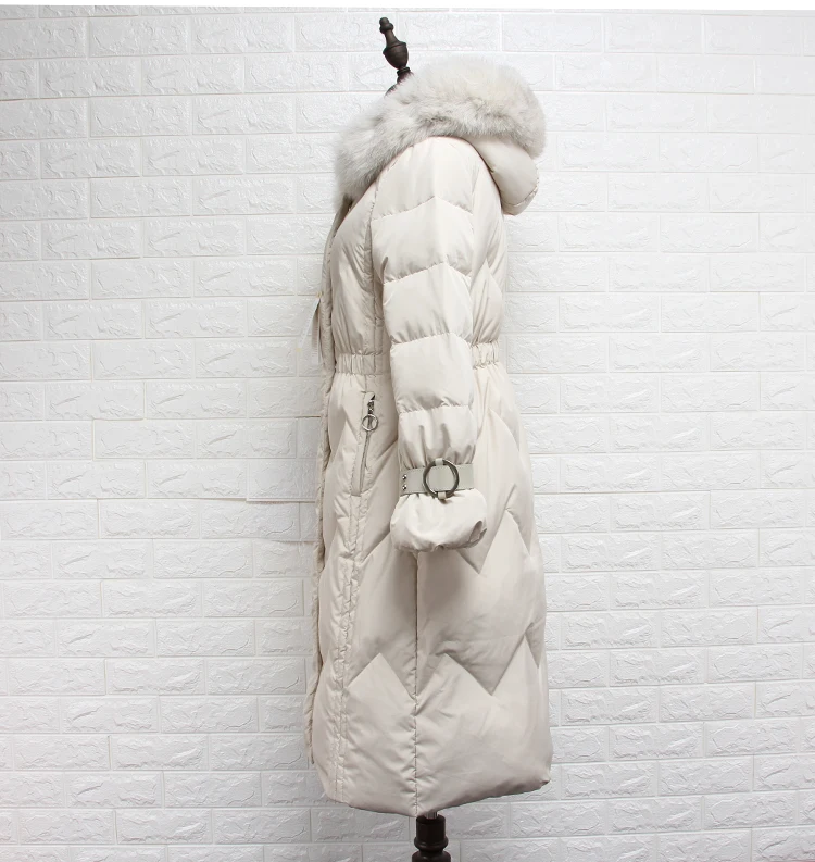 Fitaylor длинный пуховик с натуральным лисьим мехом и капюшоном зимняя женская