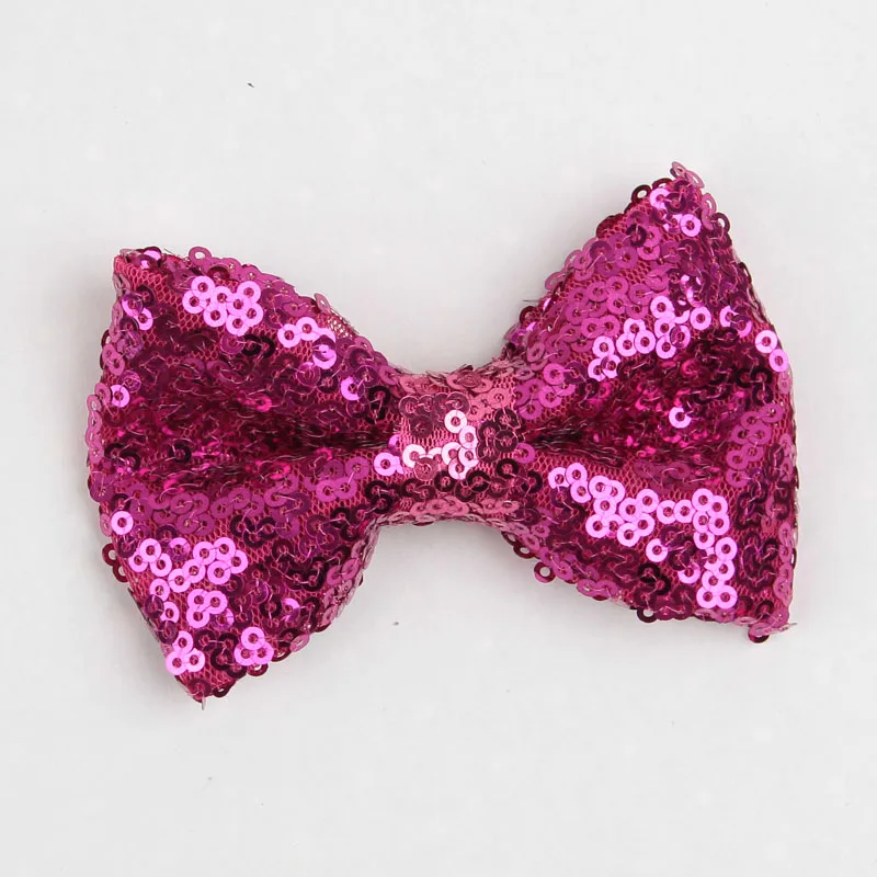 

120pcs/lot 16colors 9cm Newborn Sequins Baby Bows Hair Clips Solid Flower Bowknot with Paillettes for Baby Girl Hair Accessories