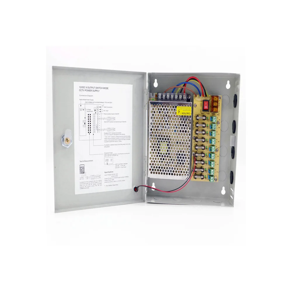 DC12V5A9CH Светодиодный CCTV переключатель питания 60 Вт безопасности/адаптер питания 110 В/220 В