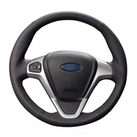 diy sewing on pu leather steering wheel cover exact fit for ford fiesta 2008 2013 ecosport 2013 2016