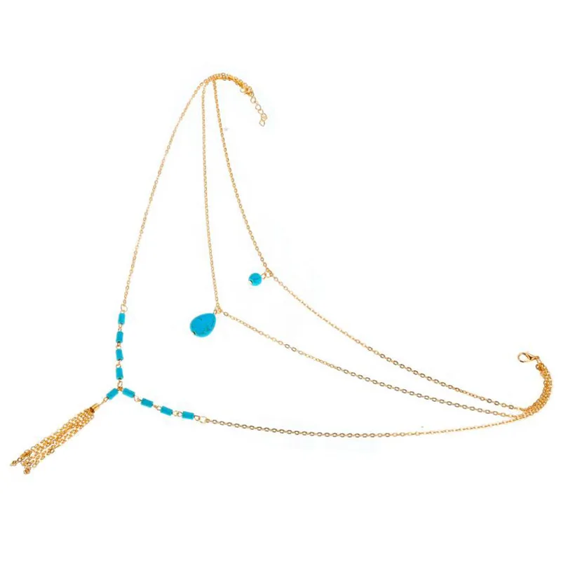 N145 богемное длинное многослойное ожерелье с цепочкой для женщин золотого цвета