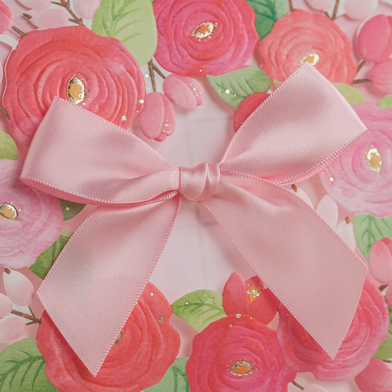 Лазерная резка красный цветок Цвет Свадебное приглашение с розовой лентой|wedding