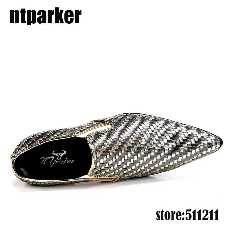 Ntparker роскошные модные мужские классические туфли лоферы узорчатые кожаные