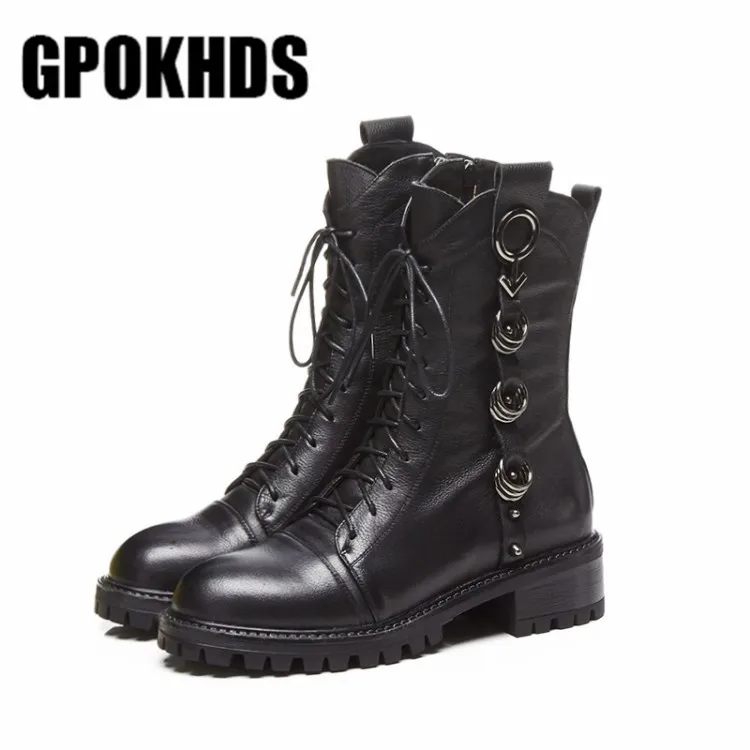 GPOKHDS/; женские ботильоны из коровьей кожи с металлическими украшениями и заклепками; зимние короткие плюшевые женские сапоги для верховой езды на высоком каблуке; вечернее платье
