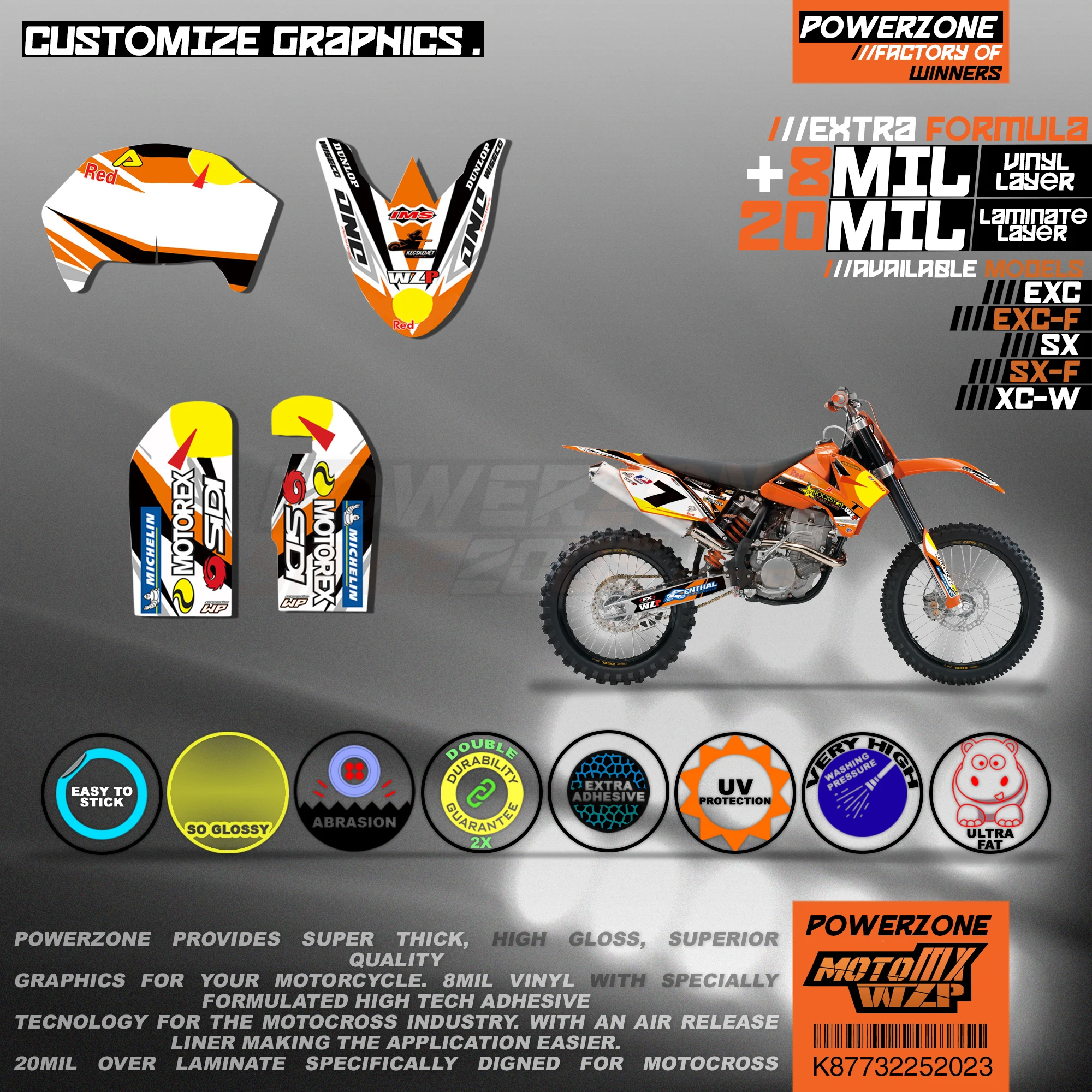 Персонализированные графические фоны PowerZone Team наклейки 3M Набор наклеек для KTM SX SXF
