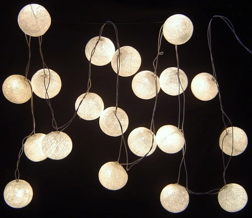 Новый дизайн гирлянда из чистого белого хлопка с шариками сказочные огни Свадьба