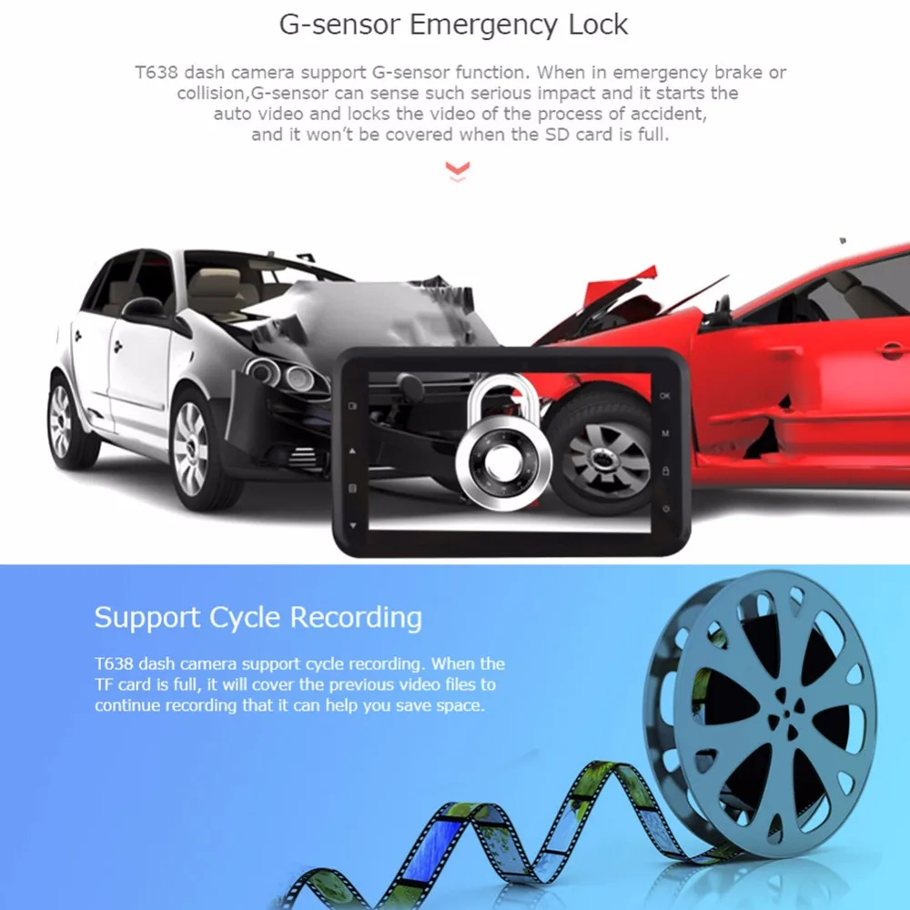 Автомобильный видеорегистратор Full HD 1080p Novatek автомобильный