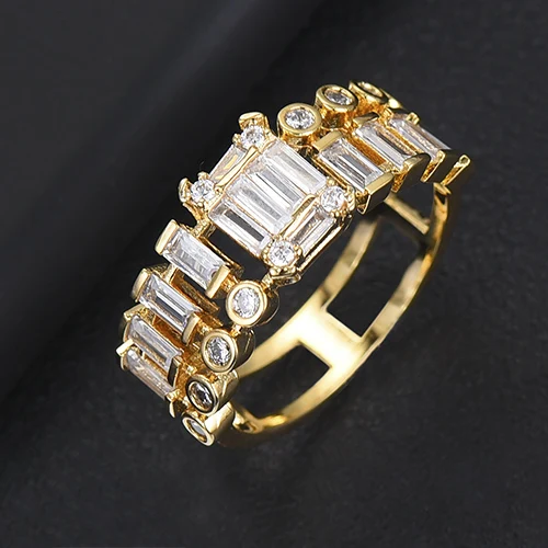 B Gold GODKI Eternity Tennis Роскошные стекируемые шикарные кольца для женщин Свадебные с кубическим Цирконом обручальные дубайские Свадебные массивные кольца на палец - Цвет основного камня: B Gold