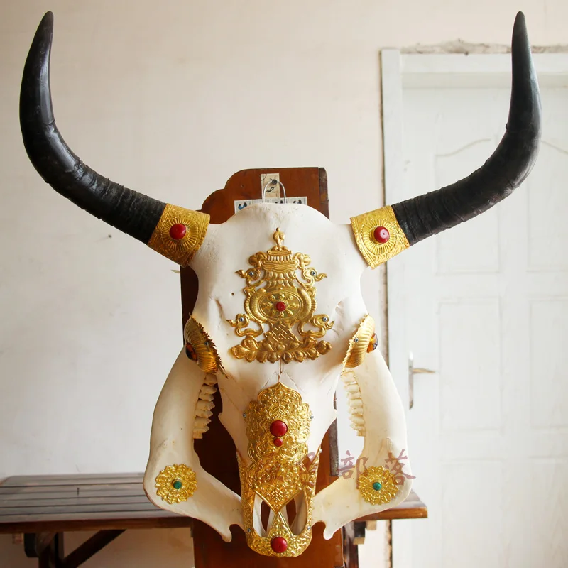 Голова ремесла ручной работы Медь Як Череп тибетские украшения образцы головы