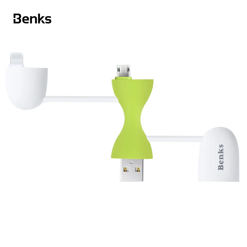 Benks 2 в 1 8 Pin Micro USB кабель для зарядки и передачи данных iPhone Xs Max X 7 Быстрая зарядка