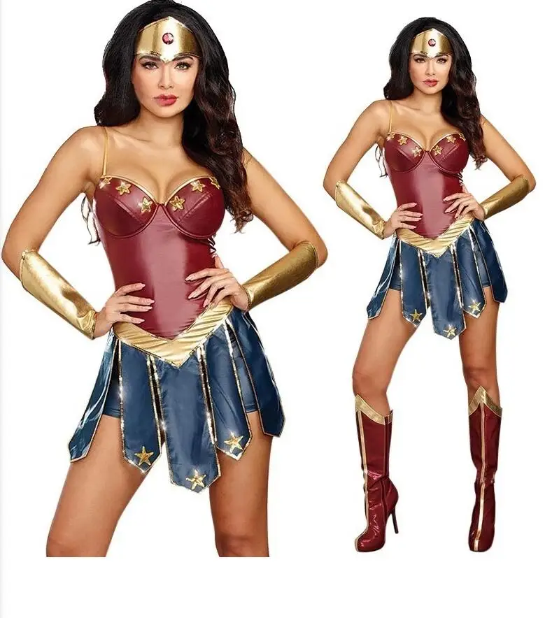 Wonder woman Косплей Костюм Хэллоуин костюм для женщин платья сексуальный супер герой платье Рождественские костюмы