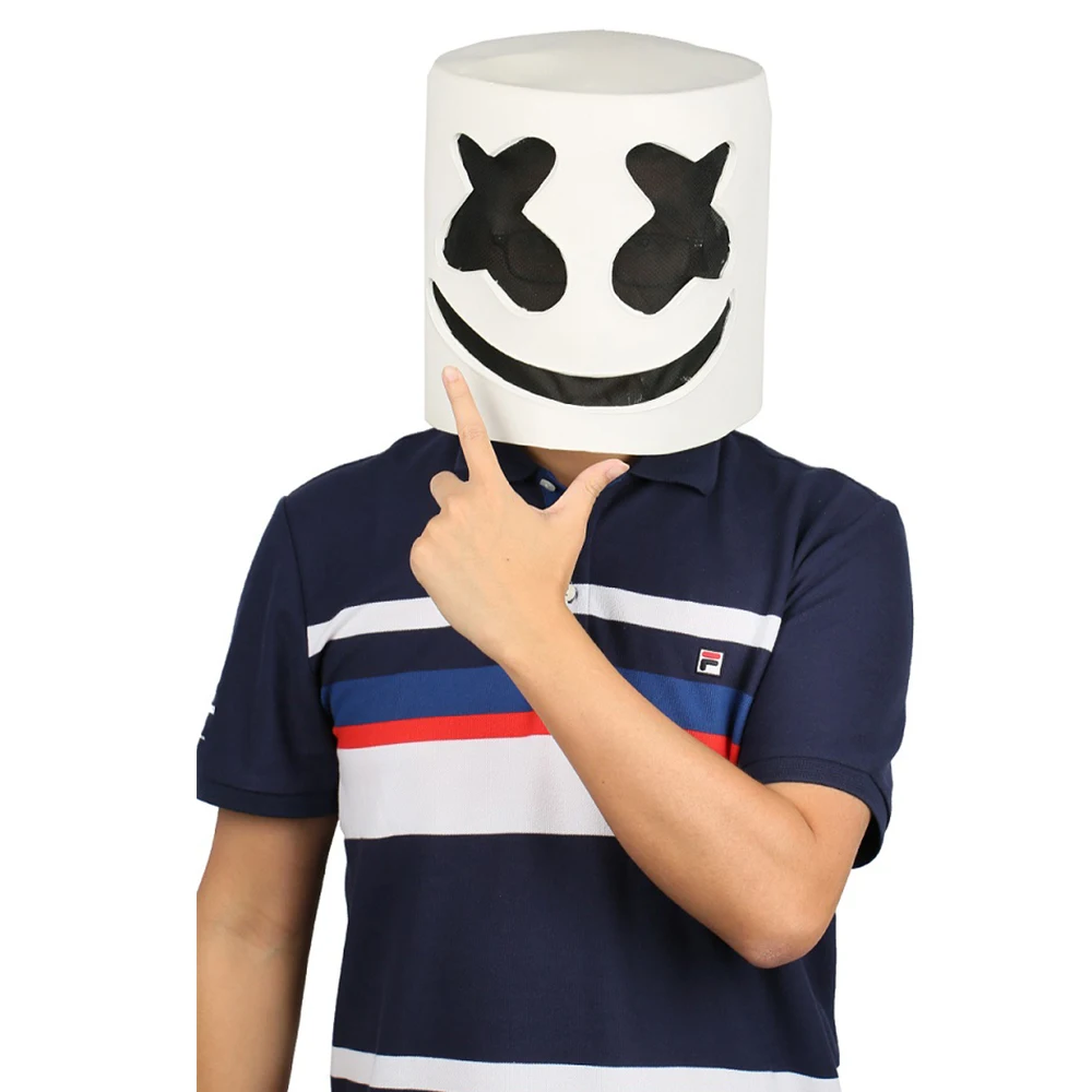 X COSTUME DJ суперзвезда шлем мarshmello из белого латекса полностью Балаклава Хэллоуин