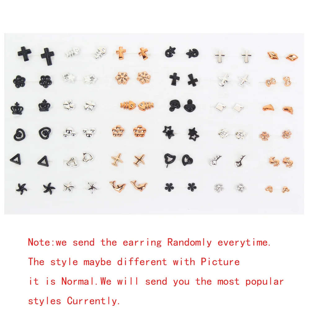 Набор из 36 пар/компл.. Сережек гвоздиков золотого и серебряного цвета для женщин