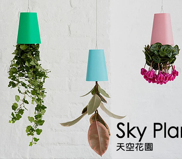 Бесплатная Доставка Sky Плантатор Пластиковые Висячие Цветочный Горшок Вверх