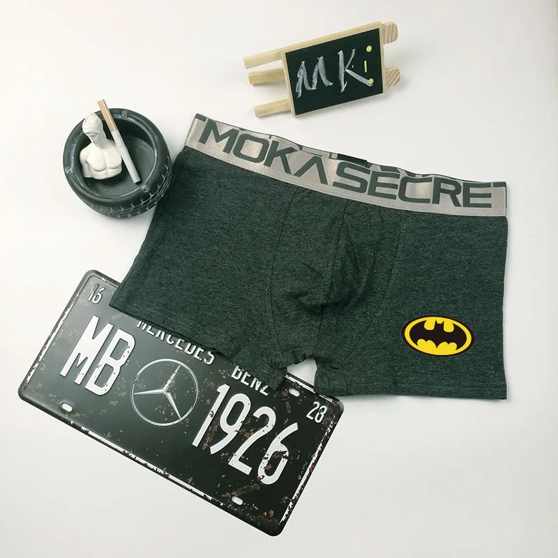 Мужское нижнее белье с Бэтменом однотонные боксеры из чесаного хлопка