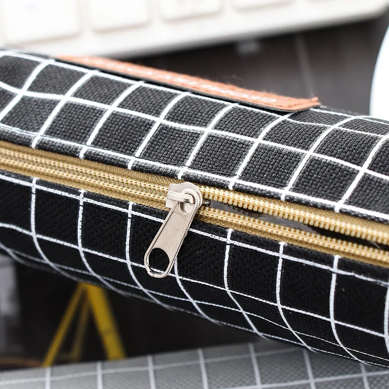 Корейский пенал из ткани школьная сумка-карандаш простая сетка в полоску горошек