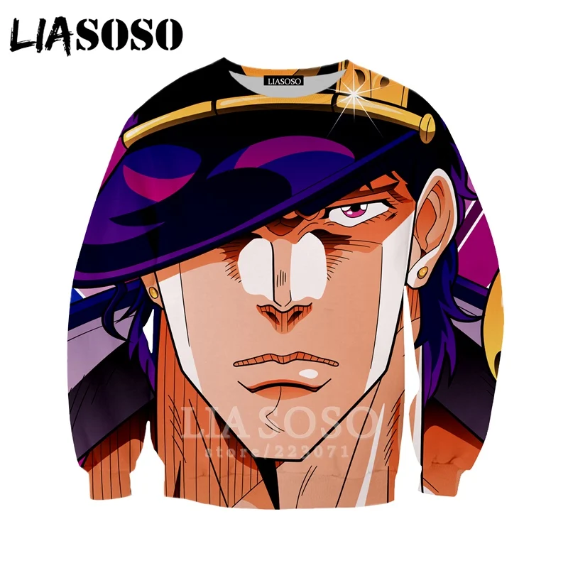 5 LIASOSO Осень для мужчин женщин Kujo Jotaro толстовки 3D принт аниме JoJo Необычные Приключения толстовка хип хоп Топ пуловер B051-04 - Цвет: 5