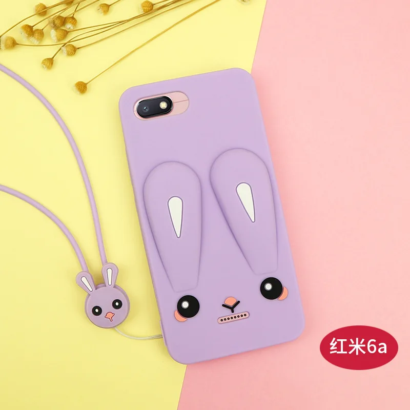 Мультяшный чехол сo шнуром для Xiaomi Redmi 6 6A 6 Pro чехол мягкий TPU силиконовый чехол-накладка Бампер Защитный ковер