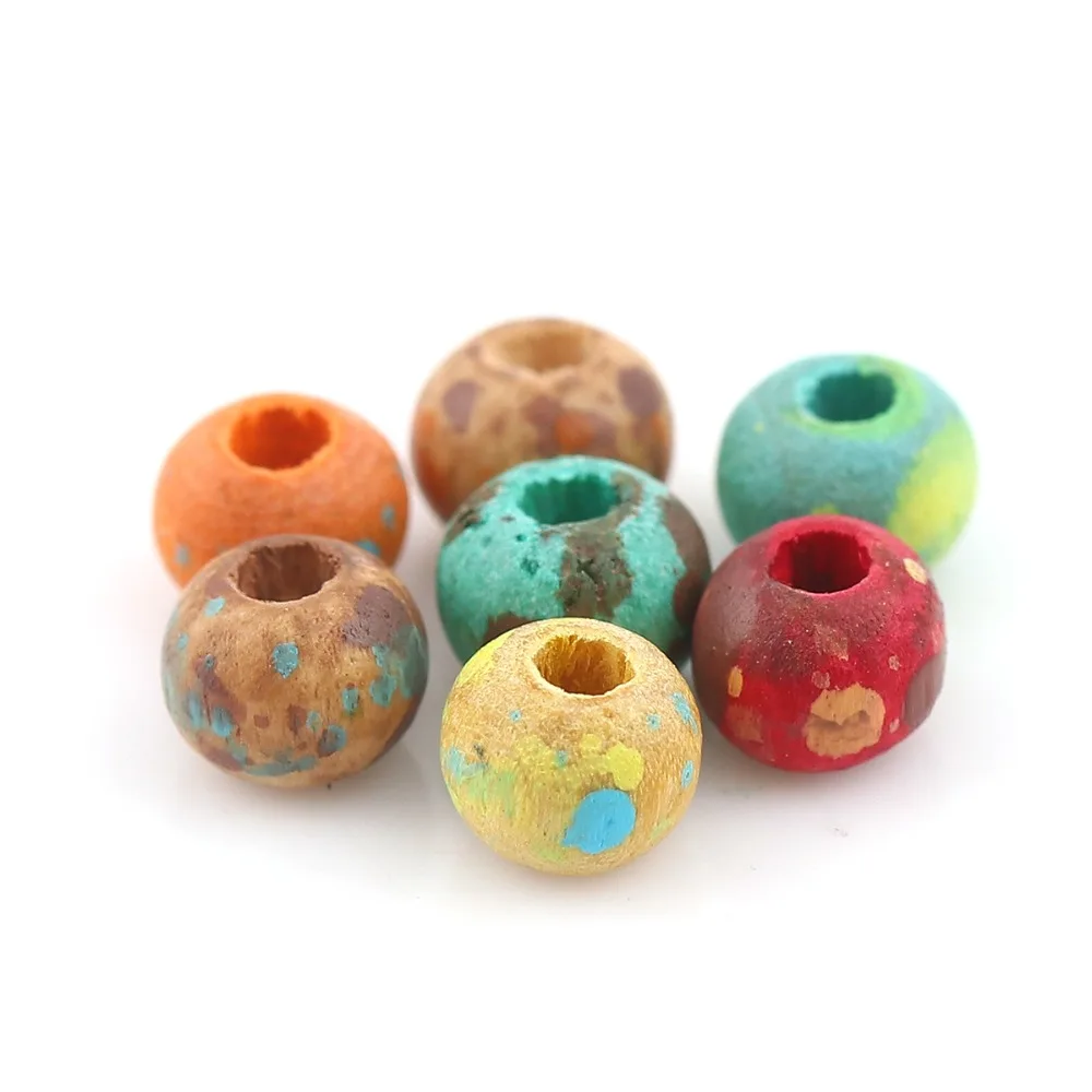 DoreenBeads модные деревянные бусины-спейсеры круглые красочные бежевое пятно DIY