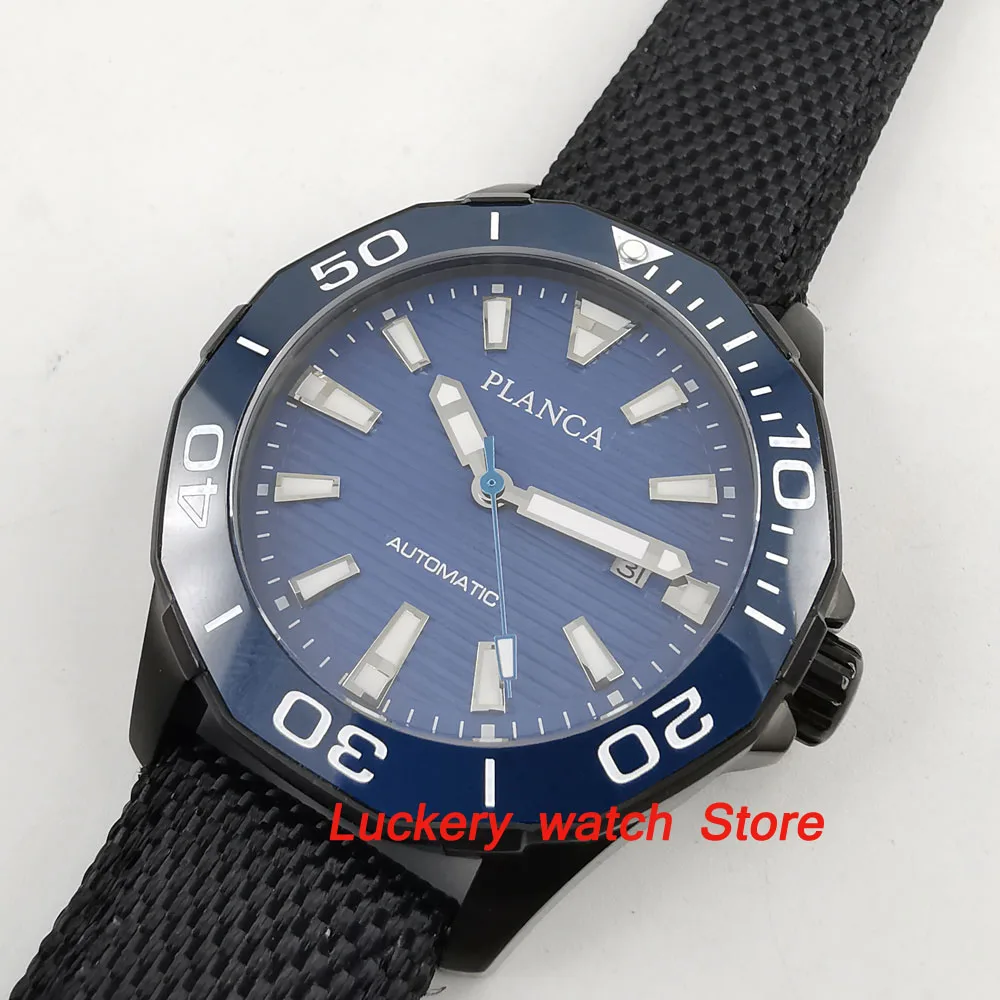 45 мм placa часы синий циферблат сапфировое стекло Светящийся керамический Безель